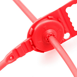 Пломба пластиковая номерная 525 мм красная (100 штук в комплекте)