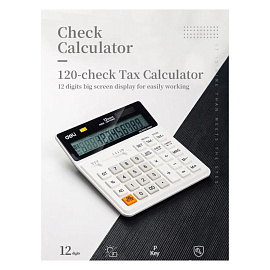 Калькулятор бухгалтерский Deli EM01010 12-разрядный белый 160х150x33 мм