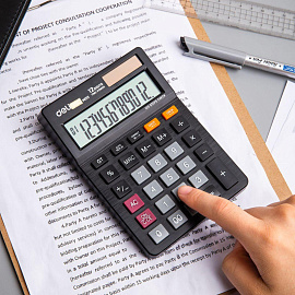 Калькулятор настольный Deli Touch EM01320 12-разрядный черный 149х103x29 мм