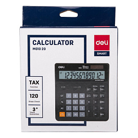 Калькулятор настольный Deli EM01020 12-разрядный черный 161x151x34 мм
