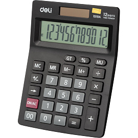 Калькулятор настольный Deli E1519A 12-разрядный черный 140x102x31 мм