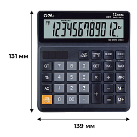 Калькулятор настольный Deli EM01120 12-разрядный черный 139x131х30 мм