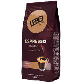 Кофе в зёрнах Lebo Espresso Italiano арабика 100% 1 кг (пакет)