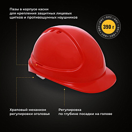 Каска защитная Еланпласт Форвард красная с храповым механизмом (К-05)