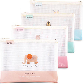 Папка-конверт на молнии Deli А5 в ассортименте 200 мкм