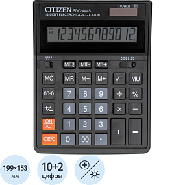Калькулятор настольный Citizen SDC-444S 12-разрядный черный 199x153x30 мм