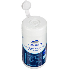 Салфетки влажные для экранов Luscan с антистатическим эффектом 11.2x17 см (100 штук в тубе)