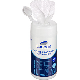 Салфетки влажные для экранов Luscan с антистатическим эффектом 11.2x17 см (100 штук в тубе)