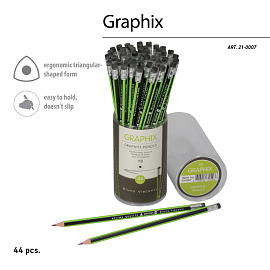 Карандаш чернографитный НВ с ластиком Bruno Visconti Graphix заточенный трехгранный