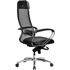 Кресло для руководителя эргономичные Метта Samurai SL-1.04 чёрное (экокожа/сетка, металл)