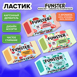 Ластик ароматизированный FUNSTER (ФАНСТЕР) "SWEET", 54х23х10 мм, скошенный, картонный держатель, экологичный ПВХ, ассорти, 272727