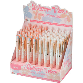 Ручка гелевая со стираемыми чернилами M&G Sakura Time синяя (толщина линии 0.35 мм)