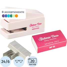 Степлер-мини M&G Sakura до 20 листов (скобы № 24/6, скобы в комплекте 640 штук)