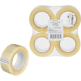 Клейкая лента упаковочная 48 мм х 132 м 50 мкм прозрачная морозостойкая (4 штуки в упаковке)