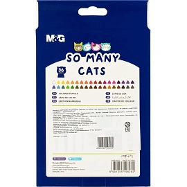 Карандаши цветные M&G So Many Cats 36 карандашей 36 цветов трёхгранные