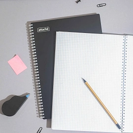 Бизнес-тетрадь Attache А4 120 листов черная в клетку на спирали (294х210 мм)