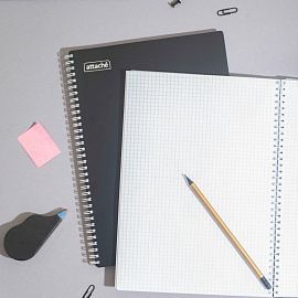 Бизнес-тетрадь Attache А4 120 листов черная в клетку на спирали (294х210 мм)