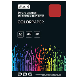 Бумага цветная для печати Attache красная (А4, 80 г/кв.м, 100 листов)