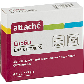 Скобы для степлера Attache №23/20 с цинковым покрытием (1000 штук в упаковке) фото Скобы для степлера Attache №23/20 с цинковым покрытием (1000 штук в упаковке)