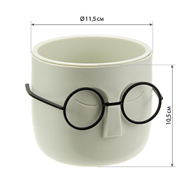 Кашпо М-пластика Стив 0.85 л с внутренней вставкой 0.65 л белый ротанг (10.5x11.5 см)