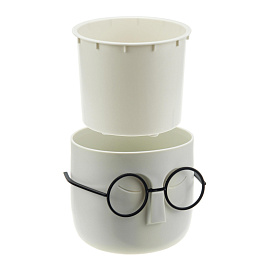 Кашпо М-пластика Стив 0.85 л с внутренней вставкой 0.65 л белый ротанг (10.5x11.5 см)