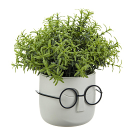 Кашпо М-пластика Стив 0.85 л с внутренней вставкой 0.65 л белый ротанг (10.5x11.5 см)