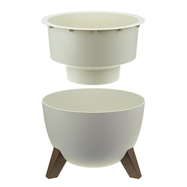 Кашпо М-пластика Флориан 5.5 л с внутренней вставкой 4.2 л белый ротанг (18.5x25 см)