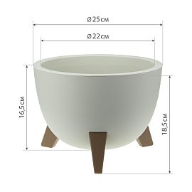 Кашпо М-пластика Флориан 5.5 л с внутренней вставкой 4.2 л белый ротанг (18.5x25 см)