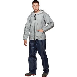 Куртка-ветровка сигнальная влагозащитная демисезонная Русский дождевик Лидер Флеш полиэстер на молнии с капюшоном серая светоотражающая (размер 48-50, фото Куртка-ветровка сигнальная влагозащитная демисезонная Русский дождевик Лидер Флеш полиэстер на молнии с капюшоном серая светоотражающая (размер 48-50,