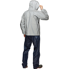 Куртка-ветровка сигнальная влагозащитная демисезонная Русский дождевик Лидер Флеш полиэстер на молнии с капюшоном серая светоотражающая (размер 48-50, фото Куртка-ветровка сигнальная влагозащитная демисезонная Русский дождевик Лидер Флеш полиэстер на молнии с капюшоном серая светоотражающая (размер 48-50,