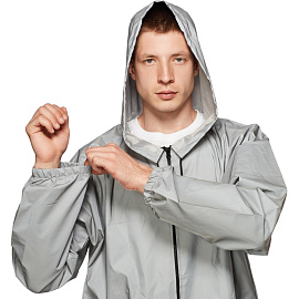 Плащ влагозащитный Турист Флеш полиэстеровый на молнии серый светоотражающий (размер 44-46) фото Плащ влагозащитный Турист Флеш полиэстеровый на молнии серый светоотражающий (размер 44-46)