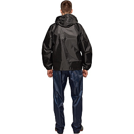 Куртка-ветровка влагозащитная демисезонная Русский дождевик Лидер полиэстер на молнии с капюшоном чёрная (размер 52-54, рост 182-188) фото Куртка-ветровка влагозащитная демисезонная Русский дождевик Лидер полиэстер на молнии с капюшоном чёрная (размер 52-54, рост 182-188)