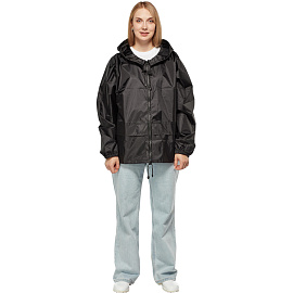 Куртка-ветровка влагозащитная демисезонная Русский дождевик Лидер полиэстер на молнии с капюшоном чёрная (размер 52-54, рост 182-188) фото Куртка-ветровка влагозащитная демисезонная Русский дождевик Лидер полиэстер на молнии с капюшоном чёрная (размер 52-54, рост 182-188)