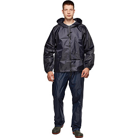 Куртка-ветровка влагозащитная демисезонная Русский дождевик Лидер полиэстер на молнии с капюшоном синяя (размер 44-46, рост 170-176) фото Куртка-ветровка влагозащитная демисезонная Русский дождевик Лидер полиэстер на молнии с капюшоном синяя (размер 44-46, рост 170-176)