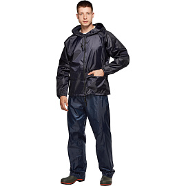 Куртка-ветровка влагозащитная демисезонная Русский дождевик Лидер полиэстер на молнии с капюшоном синяя (размер 44-46, рост 170-176) фото Куртка-ветровка влагозащитная демисезонная Русский дождевик Лидер полиэстер на молнии с капюшоном синяя (размер 44-46, рост 170-176)