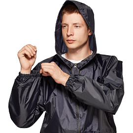 Куртка-ветровка влагозащитная демисезонная Русский дождевик Лидер полиэстер на молнии с капюшоном синяя (размер 48-50, рост 170-176) фото Куртка-ветровка влагозащитная демисезонная Русский дождевик Лидер полиэстер на молнии с капюшоном синяя (размер 48-50, рост 170-176)