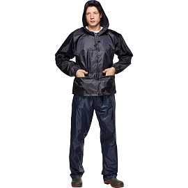 Куртка-ветровка влагозащитная демисезонная Русский дождевик Лидер полиэстер на молнии с капюшоном синяя (размер 56-58, рост 182-188) фото Куртка-ветровка влагозащитная демисезонная Русский дождевик Лидер полиэстер на молнии с капюшоном синяя (размер 56-58, рост 182-188)