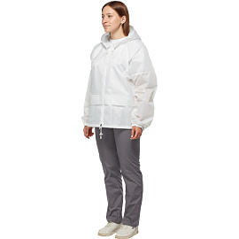 Куртка-ветровка влагозащитная демисезонная Русский дождевик Лидер полиэстер на молнии с капюшоном белая (размер 44-46, рост 170-176) фото Куртка-ветровка влагозащитная демисезонная Русский дождевик Лидер полиэстер на молнии с капюшоном белая (размер 44-46, рост 170-176)