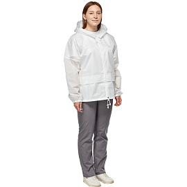Куртка-ветровка влагозащитная демисезонная Русский дождевик Лидер полиэстер на молнии с капюшоном белая (размер 44-46, рост 170-176) фото Куртка-ветровка влагозащитная демисезонная Русский дождевик Лидер полиэстер на молнии с капюшоном белая (размер 44-46, рост 170-176)
