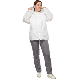 Куртка-ветровка влагозащитная демисезонная Русский дождевик Лидер полиэстер на молнии с капюшоном белая (размер 44-46, рост 170-176) фото Куртка-ветровка влагозащитная демисезонная Русский дождевик Лидер полиэстер на молнии с капюшоном белая (размер 44-46, рост 170-176)