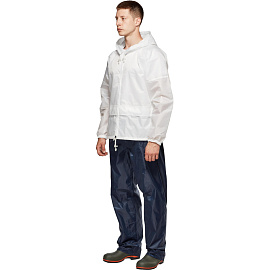 Куртка-ветровка влагозащитная демисезонная Русский дождевик Лидер полиэстер на молнии с капюшоном белая (размер 44-46, рост 170-176) фото Куртка-ветровка влагозащитная демисезонная Русский дождевик Лидер полиэстер на молнии с капюшоном белая (размер 44-46, рост 170-176)