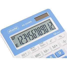 Калькулятор настольный Attache AС-224WB 12-разрядный белый/голубой 145x104x28 мм