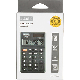 Калькулятор карманный Attache AEP-100 8-разрядный черный 98x60x9.5 мм