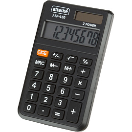 Калькулятор карманный Attache AEP-100 8-разрядный черный 98x60x9.5 мм