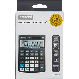 Калькулятор настольный Attache AС-225 12-разрядный серый 147x105x33 мм