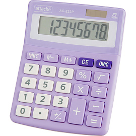Калькулятор настольный Attache AС-223P 8-разрядный фиолетовый/белый 134x107x34 мм