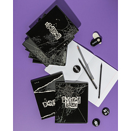 Тетрадь предметная №1 School (Комус класс) Панк А5 48 листов с рисунком комбинированная, УФ-сплошной глянцевый лак (10 штук в упаковке)