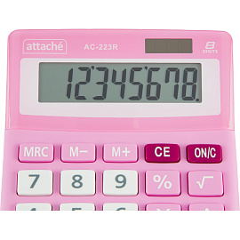 Калькулятор настольный Attache AС-223R 8-разрядный розовый/белый 134x107x34 мм