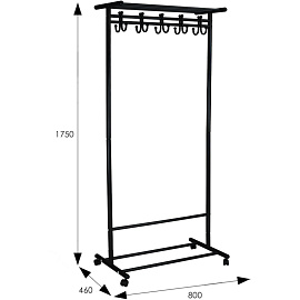 Вешалка напольная М 9 с крючками (черная, 800х460х1750 мм)