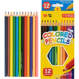Карандаши цветные M&G 12 карандашей 12 цветов шестигранные (AWP34365)